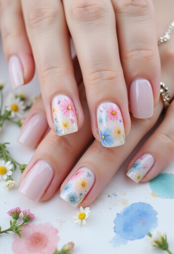 15 Floral Spring Nails That'll Make Your Friends Green with Envy (Wait Until You See #3!) - 3. Watercolor Wildflowers (This is the one to see!)