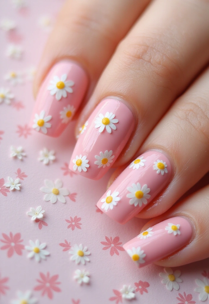 15 Floral Spring Nails That'll Make Your Friends Green with Envy (Wait Until You See #3!) - 1. Dainty Daisy Delight