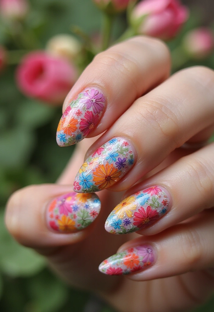 15 Floral Spring Nails That'll Make Your Friends Green with Envy (Wait Until You See #3!) - 15. Floral Mosaic