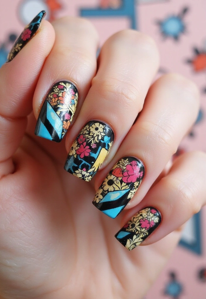 15 Floral Spring Nails That'll Make Your Friends Green with Envy (Wait Until You See #3!) - 13. Floral Geometric